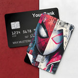 Credit Card Skin Sticker - Marvel - Split Face Of Spider-man And Spider-gwen - Holographic