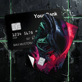 Credit Card Skin Sticker - Alien - Neon Green and Red Alien - Holographic