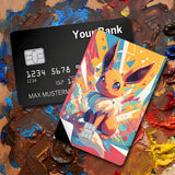Credit Card Skin Sticker - Pokemon - Colorful Eevee Abstract Art - Holographic