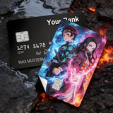 Credit Card Skin Sticker - Demon Slayer - Tanjiro And Nezuko Water And Flame - Holographic