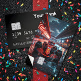 Credit Card Skin Sticker - Formula 1 - Red Race Car Confetti Celebration - Holographic