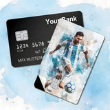 Credit Card Skin Sticker - Lionel Messi - Argentina Watercolor Action - Holographic