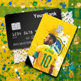 Credit Card Skin Sticker - Neymar Jr - Brazil Yellow Emblem Splatter - Holographic