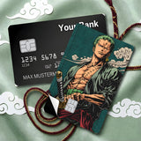 Credit Card Skin Sticker - One Piece - Roronoa Zoro Green Kimono And Clouds