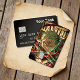 Credit Card Skin Sticker - One Piece - Zoro Wanted Poster - Holographic