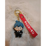 3D PVC Figure Keychain - Chainsaw Man - Aki Hayakawa Chibi Figure With Red Strap