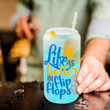 Custom Borosilicate Glass Tumbler with Lids and Straws 16oz