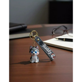3D PVC Figure Keychain - Pets - Chibi Husky Puppy Sitting