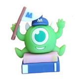 3D PVC Figure Keychain - Monsters, Inc. - Mike Wazowski On Books With Purple Strap