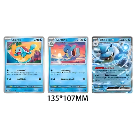 3D Lenticular Sticker - Pokémon - Squirtle, Wartortle & Blastoise Cards