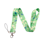 Lanyard - Daisies, Butterflies, and Ladybugs on Light Green
