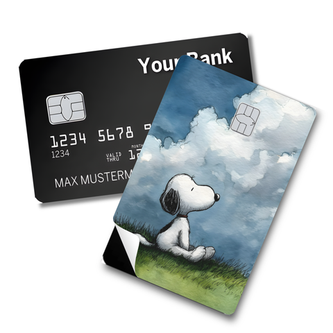 Credit Card Skin Sticker - Peanuts - Snoopy Relaxing Under Cloudy Sky Design