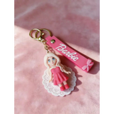 3D PVC Figure Keychain - Barbie - Doll In Pink Dress