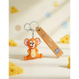 3D PVC Figure Keychain - Tom and Jerry - Jerry Sitting Holding Cheese