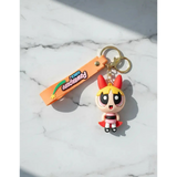 3D PVC Figure Keychain - The Powerpuff Girls - Blossom In Pink Dress, Chibi Style