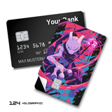 Credit Card Skin Sticker - Pokémon - Mewtwo Psychic Blast Abstract Art - Holographic