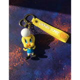 3D PVC Figure Keychain - Looney Tunes - Tweety Blue Tank Top White Pom