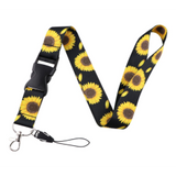 Lanyard - Sunflowers on Black Background