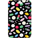 ID Card Badge Holder - Colorful Pills on Black Pattern