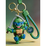 3D PVC Figure Keychain - Teenage Mutant Ninja Turtles - Chibi Leonardo Katanas Leaping