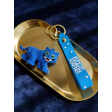 3D PVC Figure Keychain - KPop Demon Hunters - Blue Derpy Tiger With Green Eyes