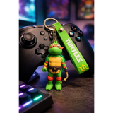 3D PVC Figure Keychain - Teenage Mutant Ninja Turtles - Michelangelo Holding Nunchaku Variant 2