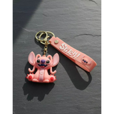 3D PVC Figure Keychain - Lilo & Stitch - Angel Sitting With A Wide Smile