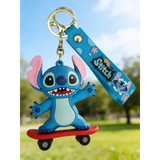 3D PVC Figure Keychain - Lilo & Stitch - Stitch On Skateboard