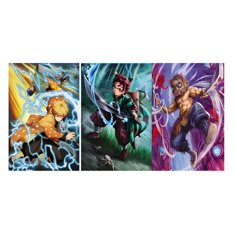 3D Lenticular Poster 12"x16" - Demon Slayer - Zenitsu Agatsuma, Tanjiro Kamado & Inosuke Hashibira