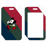 ID Card Badge Holder - Mickey & Friends - Mickey Mouse Dancing On Green Red Stripes