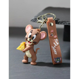 3D PVC Figure Keychain - Tom and Jerry - Jerry Holding Cheese
