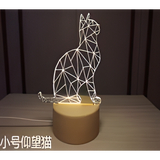 3D LED Night Light - Gazing Cat