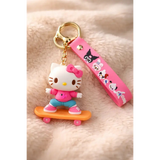 3D PVC Figure Keychain - Hello Kitty - On Skateboard Variant 2