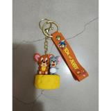 3D PVC Figure Keychain - Tom and Jerry - Jerry And Nibbles On Cheese