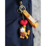 3D PVC Figure Keychain - Garfield - Holding Teddy Bear Heart