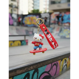 3D PVC Figure Keychain - Hello Kitty - Skateboarding