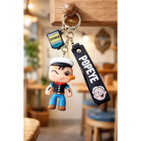 3D PVC Figure Keychain - Popeye - Winking With Pipe, Spinach Can