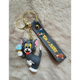 3D PVC Figure Keychain - Tom and Jerry - Tom Holding Ice Cream Tongue Out
