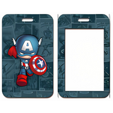ID Card Badge Holder - Marvel - Chibi Captain America Comic Book Background