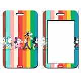 ID Card Badge Holder - Mickey & Friends - Goofy And Friends Walking On Rainbow Stripes