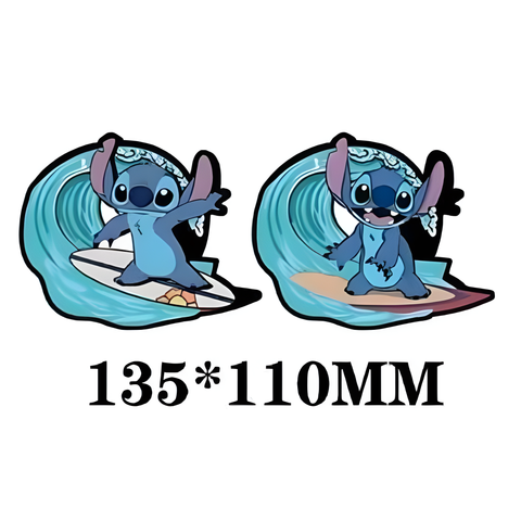 3D Lenticular Sticker - Disney - Stitch Surfing on Ocean Waves