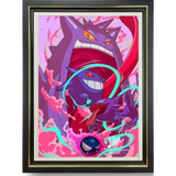 3D Light Frame - Pokémon - Gengar With Gastly, Pink And Purple Smoke