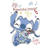 ID Card Badge Holder - Lilo & Stitch - Stitch Hugging Doll With Beautiful World Text