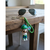3D PVC Figure Keychain - Mario Luigi - Luigi Little Dude Headphones