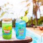 Personalized Glass Cups with Lids and Straws 16oz