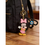 3D PVC Figure Keychain - Mickey and Friends - Minnie Pink Overalls Waving