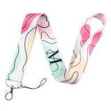 Lanyard - Abstract Pastel Swirls with Black "M"