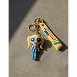 3D PVC Figure Keychain - Powerpuff Girls - Bubbles Teen Floral Outfit