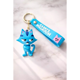 3D PVC Figure Keychain - Gabby's Dollhouse - DJ Catnip Blue Cat Figure