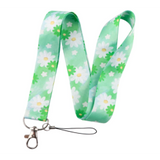 Lanyard - White and Light Green Daisies on a Light Green Background